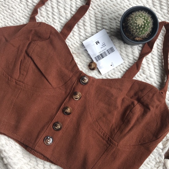 Forever 21 Linen Crop Top in Brown - Picture 4 of 8